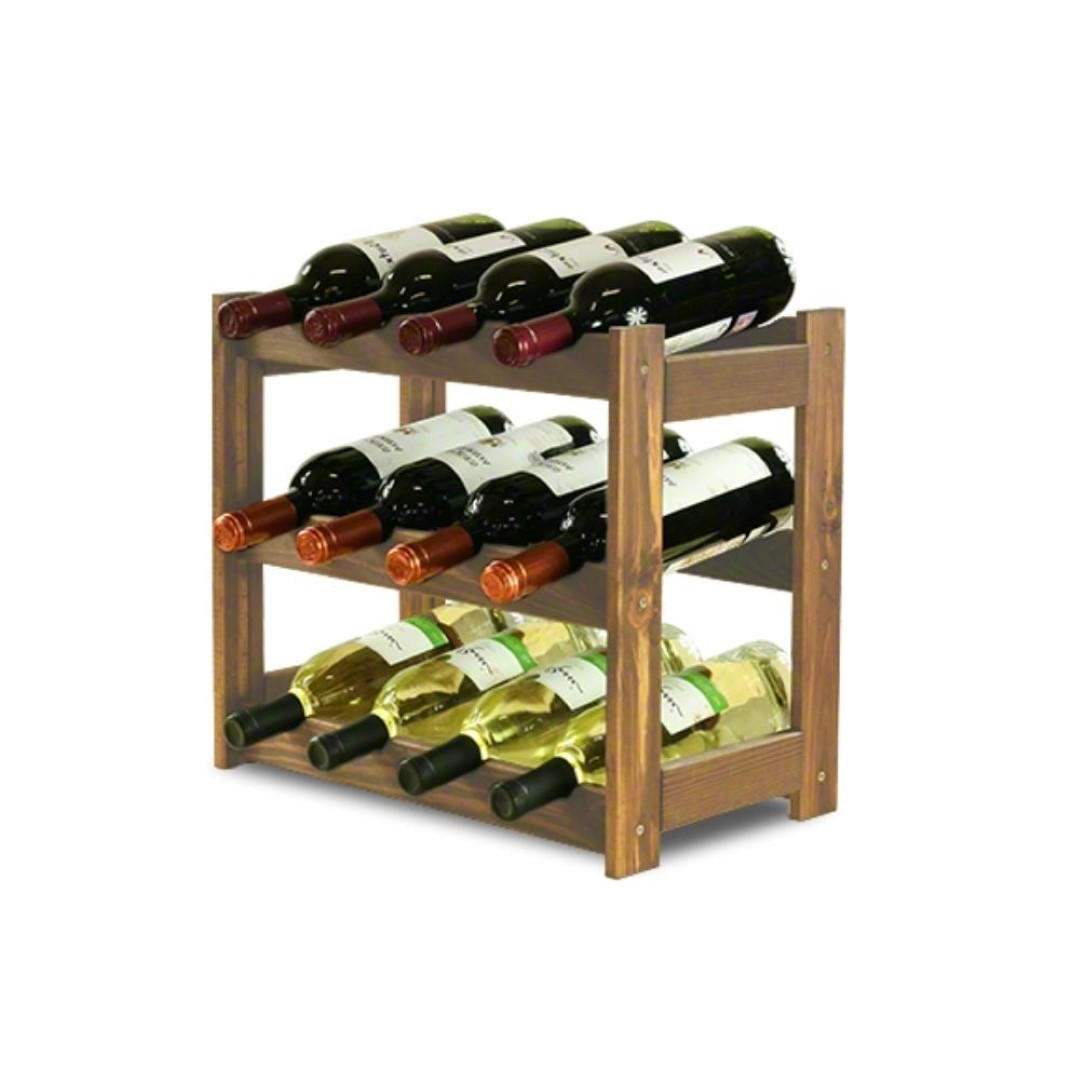 WEINREGAL Pinotwine 38x43x25 cm 12 Flaschen Massives Kiefernholz Braun Geölt - Braun, Holz (43/38/25cm) - PROREGAL