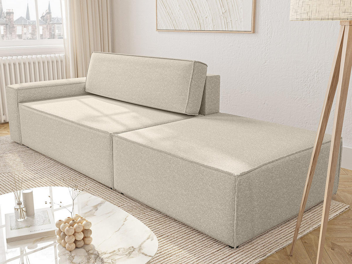 SCHLAFSOFA Lummo Si mit Schlaffunktion, Beige - Beige, Textil (263/70/100cm) - Fedve
