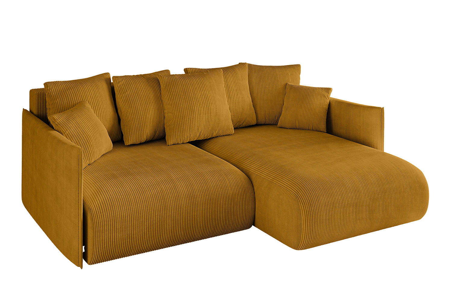 ECKSOFA Ottomane rechts ONESK-L 216x177x72 Senfgelb Cord - Currygelb, Holzwerkstoff/Kunststoff (177/216cm) - ALTDECOR