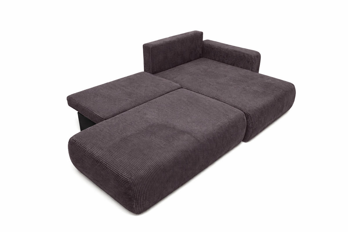 ECKSOFA Mit Schlaffunktion Und Bettkasten, Cordstoff Poso, Dunkelgrau, Rechts, OPEN XL - Dunkelgrau, Holz (262/145cm) - Kaiser Möbel