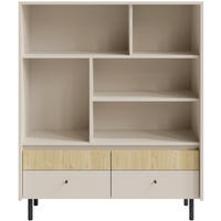 BÜCHERREGAL Monako mit 4 Schubladen, Beige Sand - Eichefarben/Beige, Holzwerkstoff/Metall (103/125/42cm) - Beautysofa
