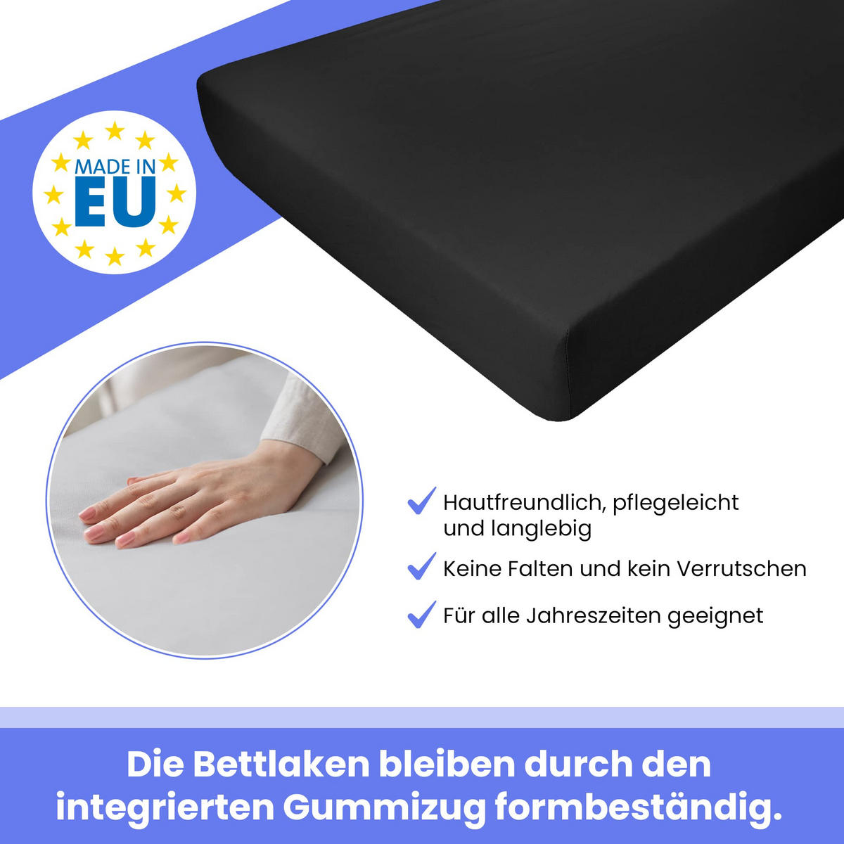 SPANNBETTLAKEN 80/200 cm, Baumwolle Elastisch 100 % Baumwolle Schwarz - Schwarz, Textil (80/200cm) - Best For Home