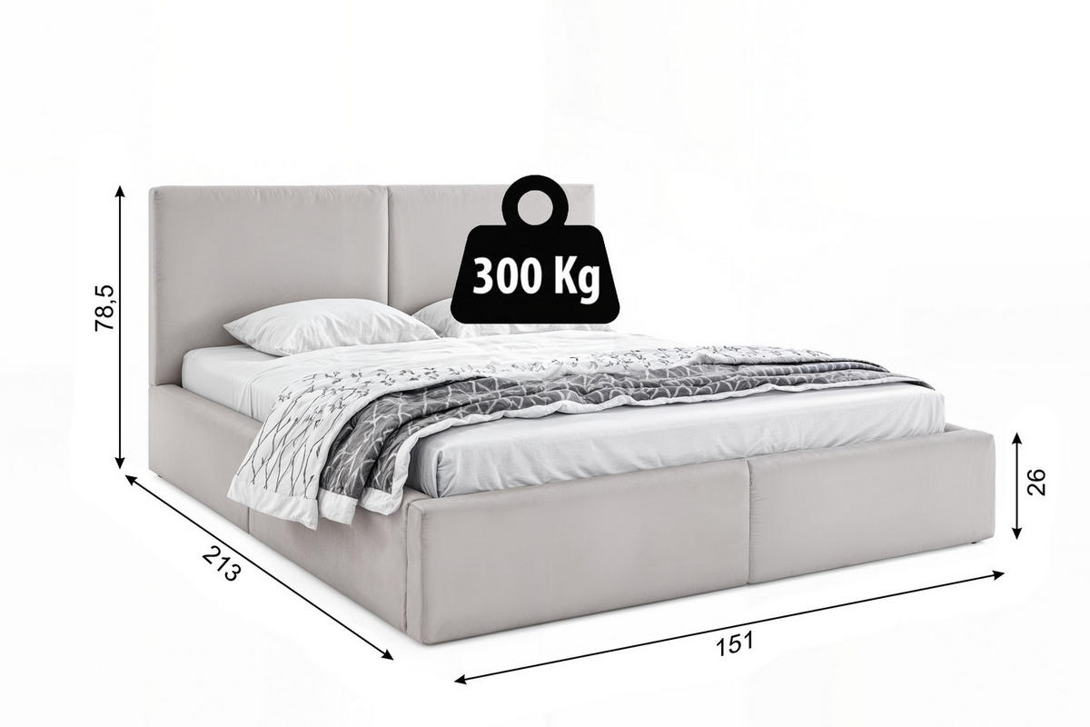 POLSTERBETT Hilton mit Stauraum - Hellgrau, Textil (140/200cm) - Interbeds