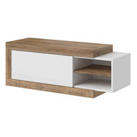 COUCHTISCH Saragossa Weiß Hochglanz / Samdal Eiche 120-154 / 60 / 43cm - Weiß Hochglanz/Braun, Holz/Holzwerkstoff (60/120/43cm) - Feldmann-Wohnen