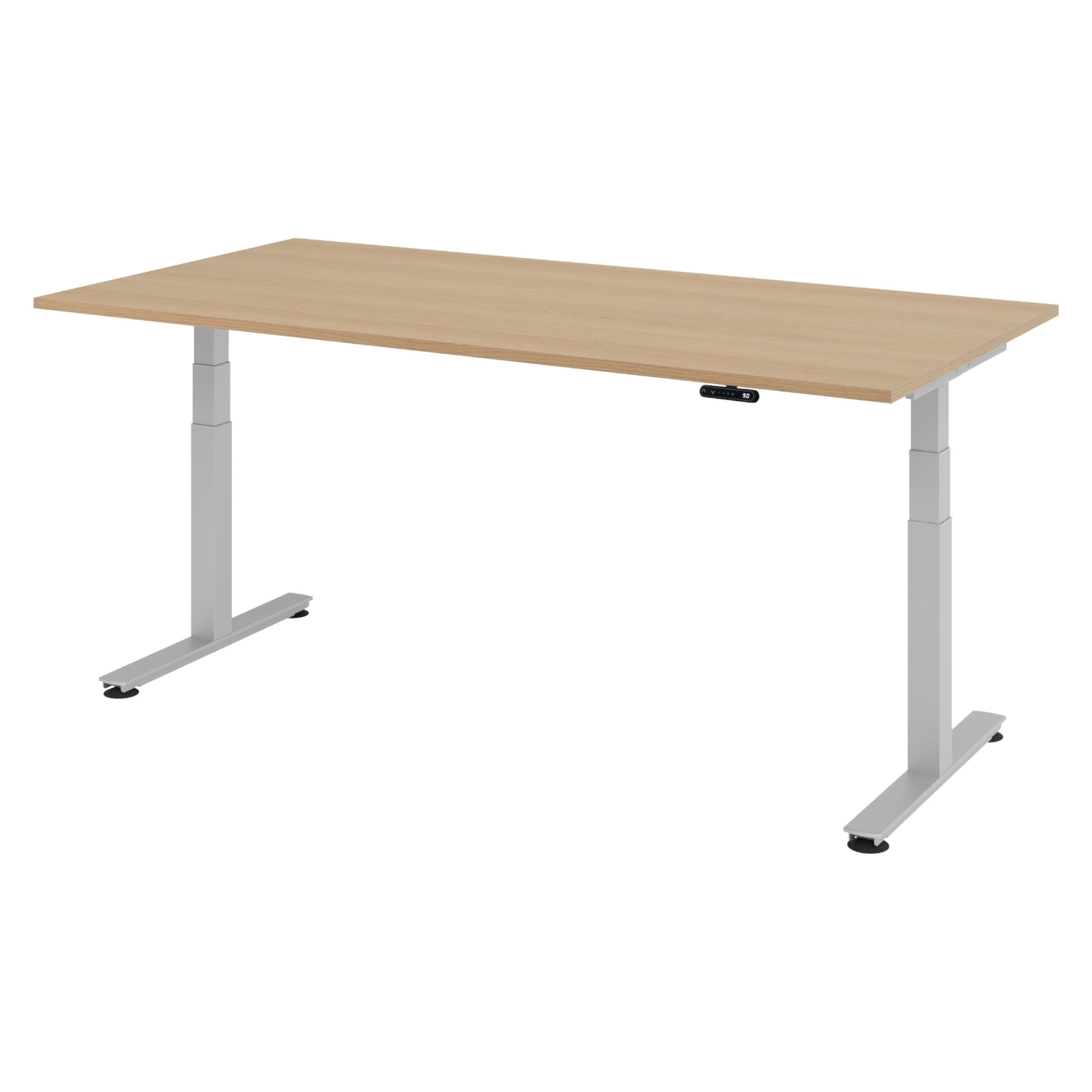 SCHREIBTISCH elektrisch XDSM 100/200/72 cm in Eichefarben/Silberfarben - Eichefarben/Silberfarben, Holzwerkstoff (100/200/72cm) - bümö