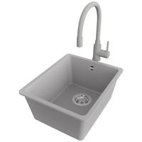 UNTERBAUSPÜLE GRANIT Venedig Easy, 2-er set Grau 36/44 cm 1 Becken + Küchenarmatur 38/14 cm + Ablauf-Set ab 40er Unterschrank - Chromfarben/Grau, Kunststoff (36/20/44cm) - Primagran