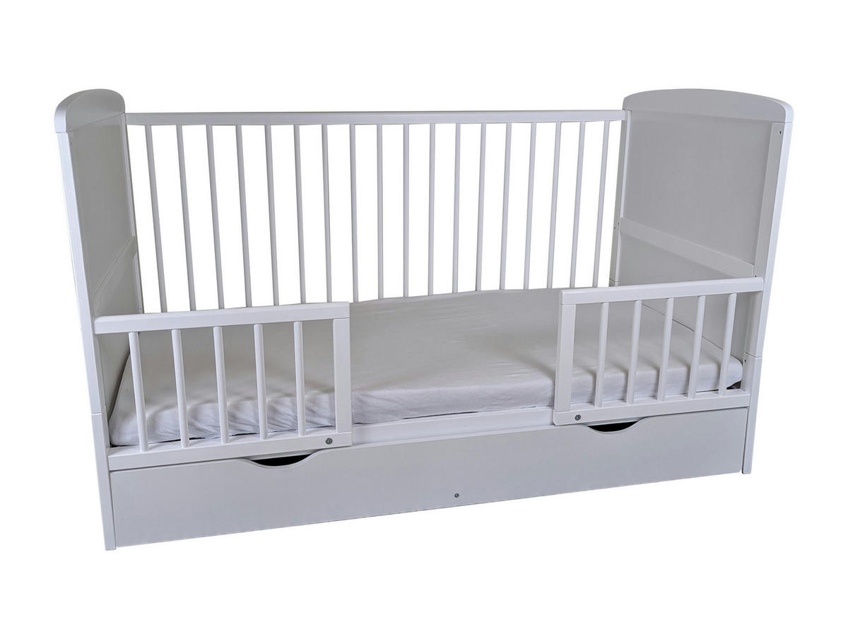 BABYBETT 70x140 cm mit Schublade und Matratze in weiss - Weiß, Holz (70/140cm) - Kids Collective