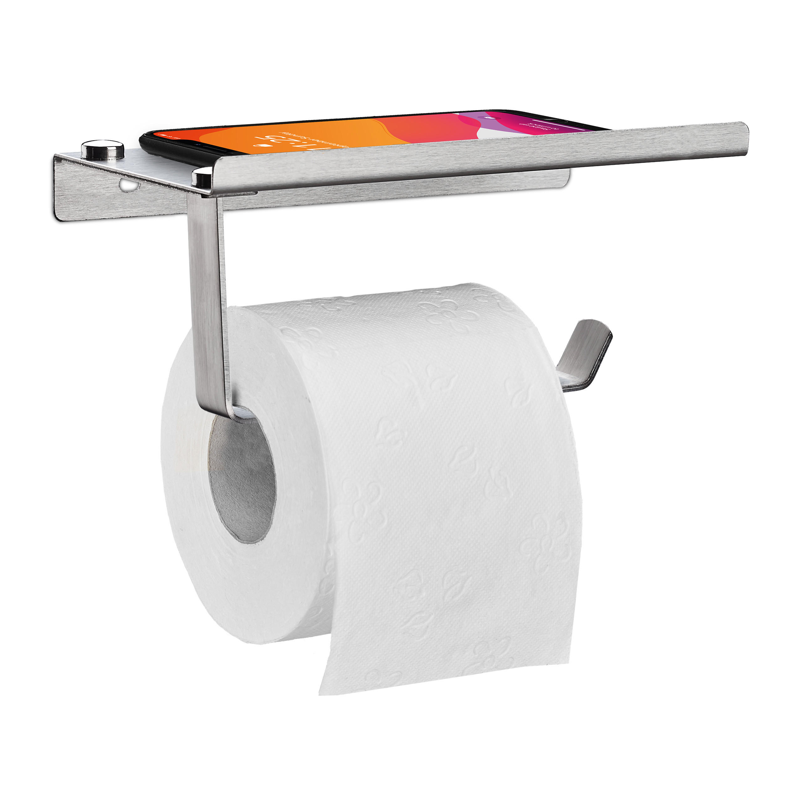 TOILETTENPAPIERHALTER - Silberfarben, Metall (18/8/9.5cm) - Relaxdays