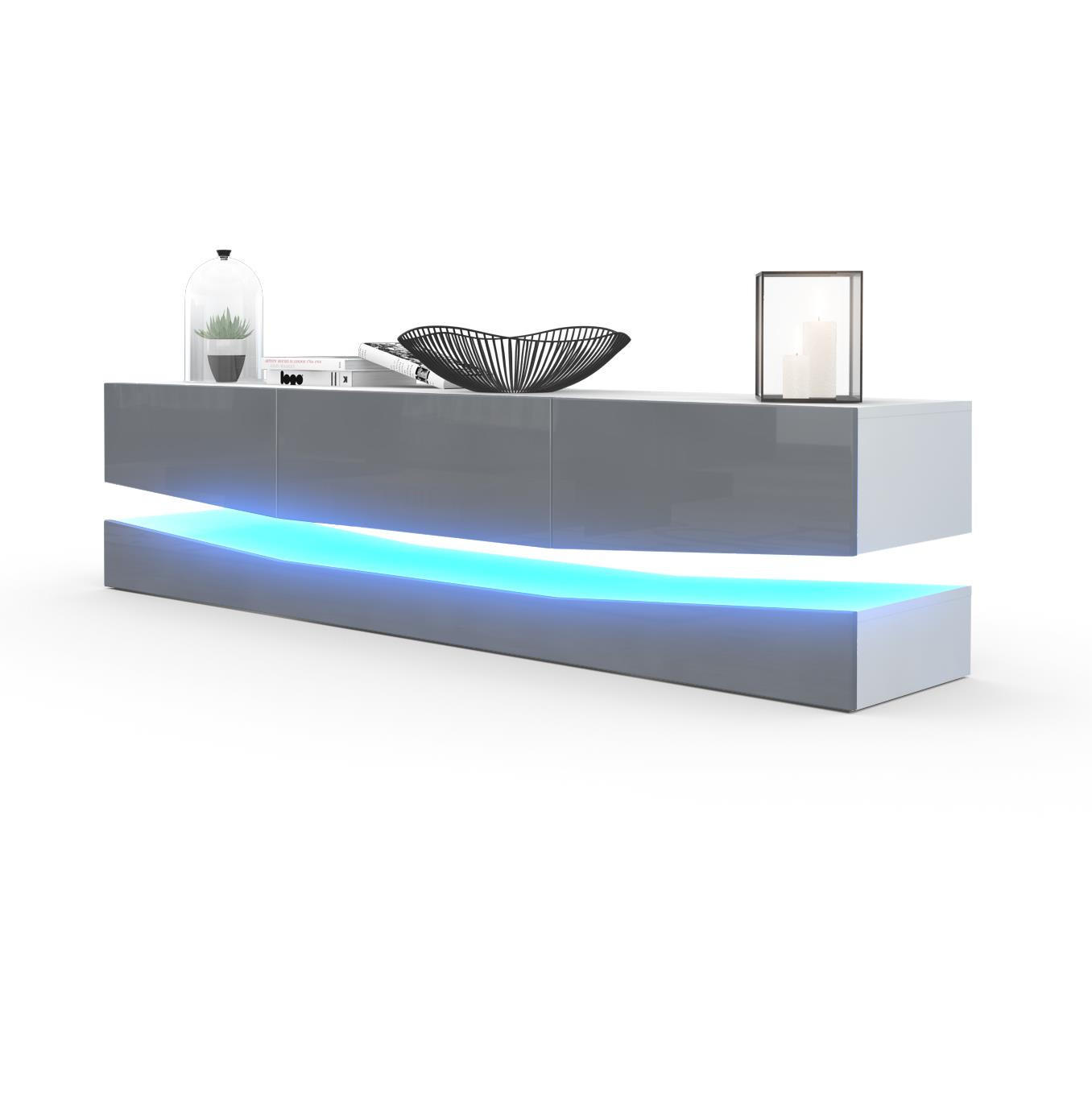 Vladon Lowboard Grau 178x48x39 cm