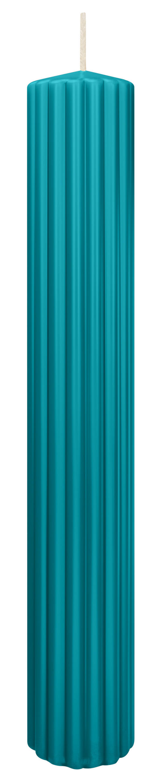 RILLEN KERZEN Azurblau 300 x Ø 45 mm, 4 Stück - Hellblau, Paraffin (8/15/15cm) - Wiedemann Kerzen