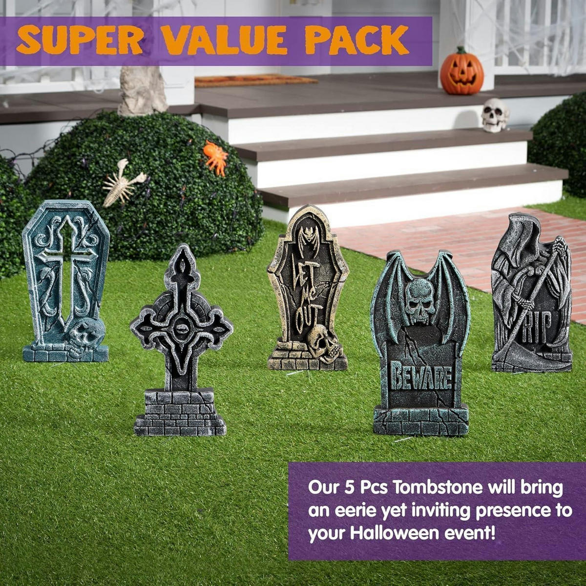 GRABSTEIN-SET 5-teilig Halloween Dekoration - Multicolor, Kunststoff (22/16/43cm)
