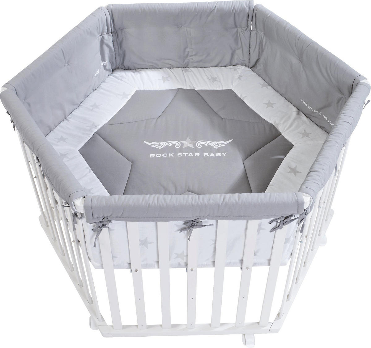 LAUFGITTER 6-eckig, Rock Star Baby 2 - Weiß, Holzwerkstoff (118.5/72.5/103.5cm) - Roba