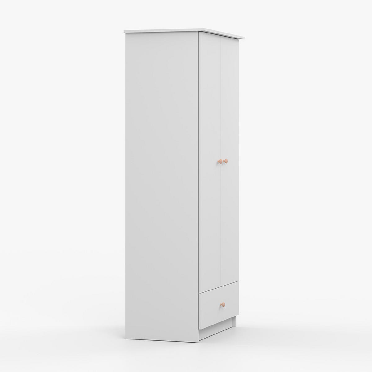 DREHTÜRENSCHRANK 85,5/193/53 cm 2-türig Olaf I Weiß + rosa Griffe - Weiß/Rosa, Holzwerkstoff/Metall (85.5/193/53cm) - imoebel24