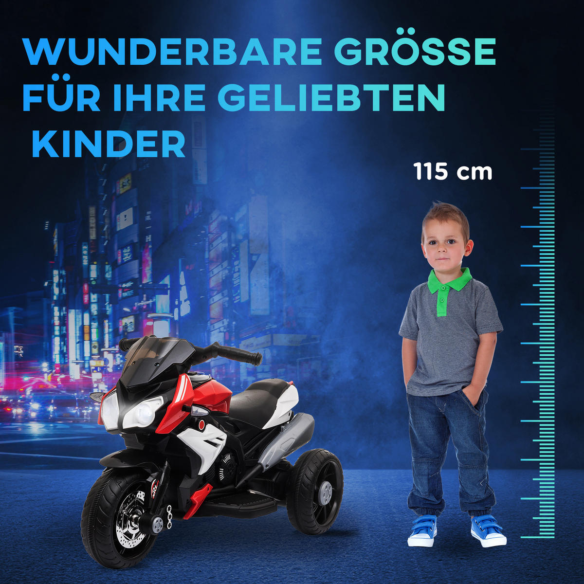 KINDER Elektromotorrad - Rot/Schwarz, Kunststoff/Metall (86/42/52cm) - HOMCOM