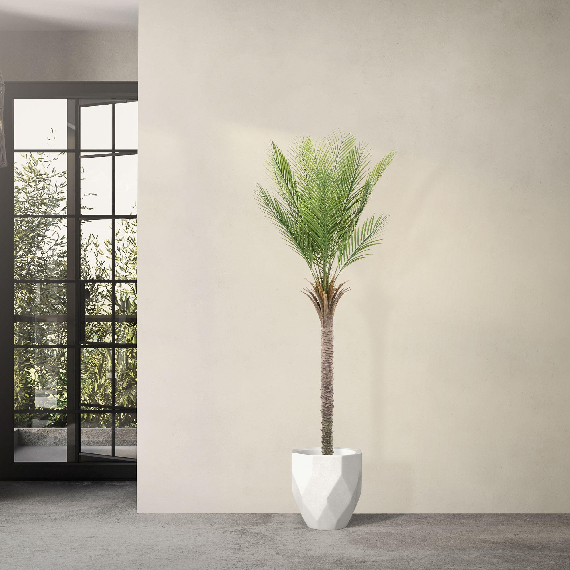 KUNSTPFLANZE Palme - Anthrazit/Grün, Holz/Kunststoff (180cm) - ML-DESIGN