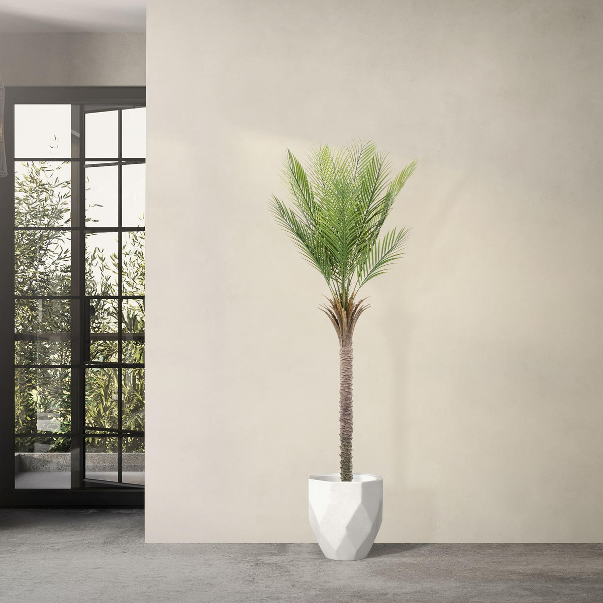 KUNSTPFLANZE Palme - Anthrazit/Grün, Holz/Kunststoff (180cm) - ML-DESIGN