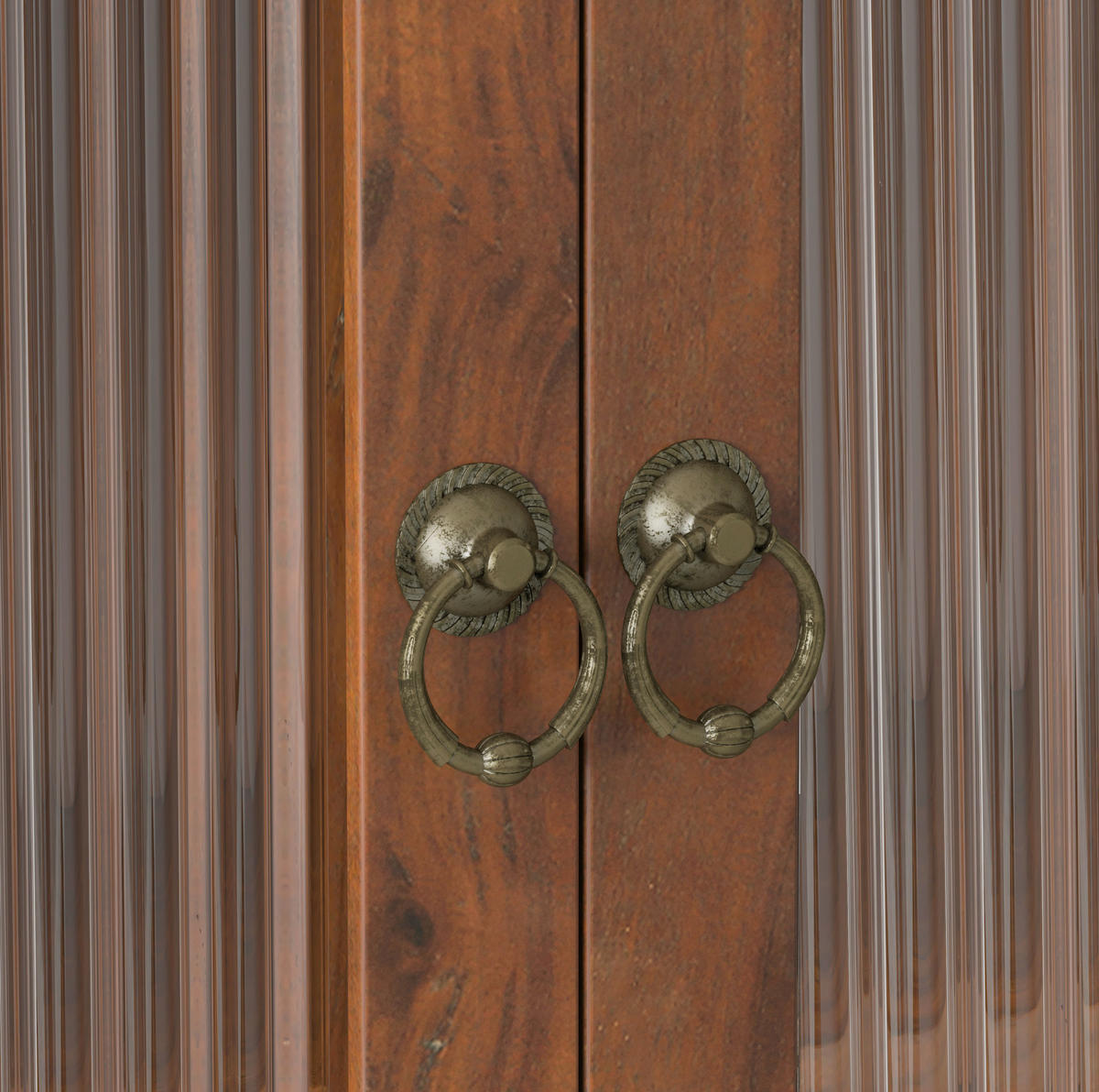 KÜCHENOBERSCHRANK 63/18/60 cm mit Glastüren, 3 Ablagen und Handtuchhalter aus Massivholz/MDF, Braun - Braun, Holzwerkstoff (63/60/18cm) - Redom