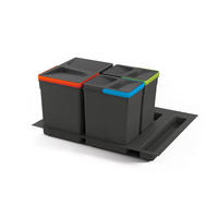 RECYCLINGBEHÄLTER für Küchenschublade mit Boden, Höhe 266mm, 1x15Liter, 2x7Liter, Modul 600mm, Kunststoff Anthrazitgrau 3er-set - Anthrazit, Kunststoff (53/30/56cm) - EMUCA