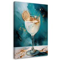 LEINWANDBILD Cocktail Glas Getränkebar - Türkis, Textil (70/100cm) - Feeby