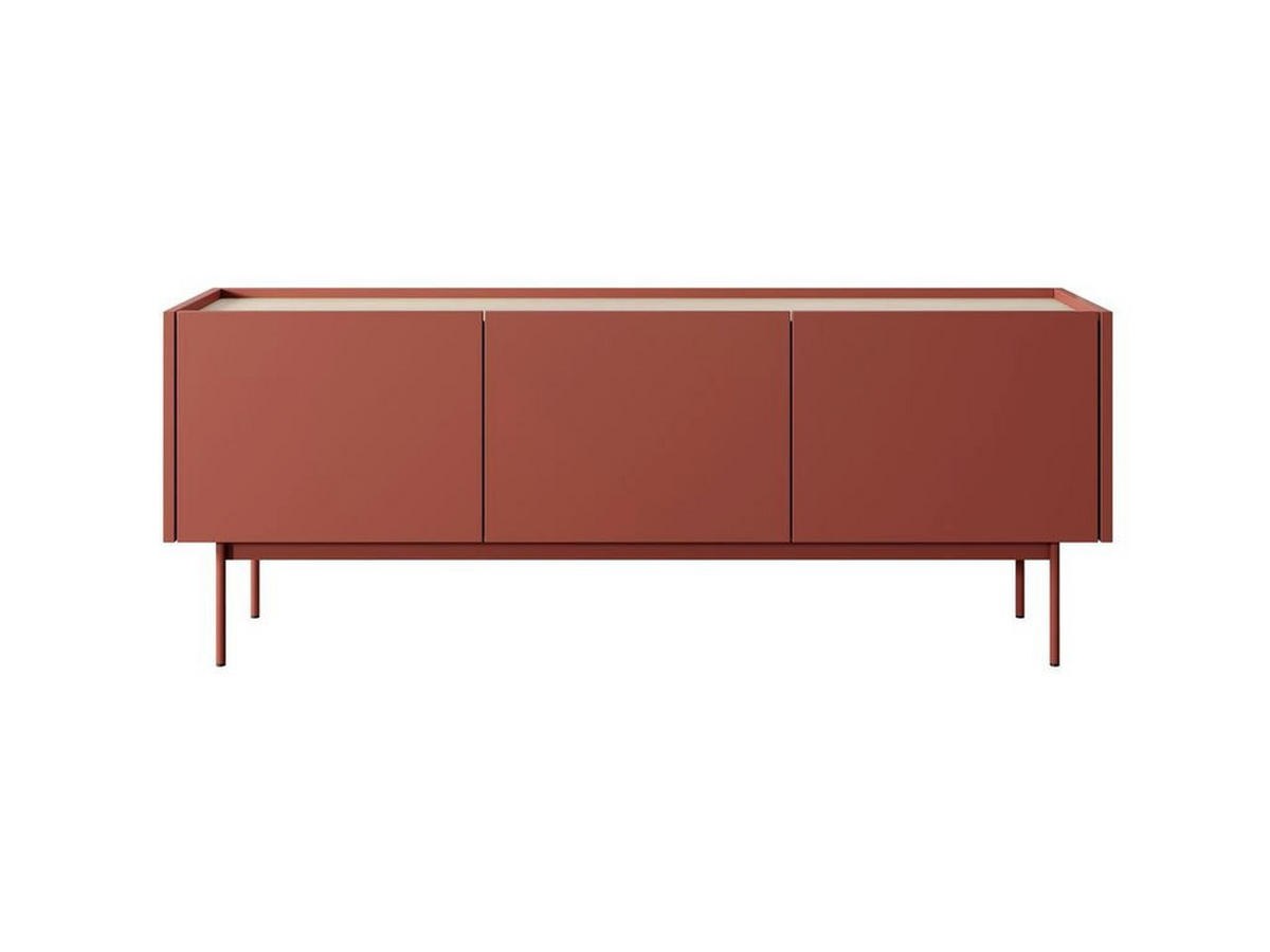 WOHNZIMMER Set 3-tlg. – COLOR – Rot - Rot, Holzwerkstoff (144/55/37cm) - hi-markt