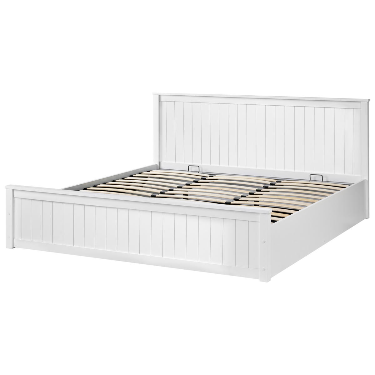 BETT mit Stauraum 180/200 Kiefernholz Weiß Lambres - Weiß, Holz (180/200cm) - Beliani