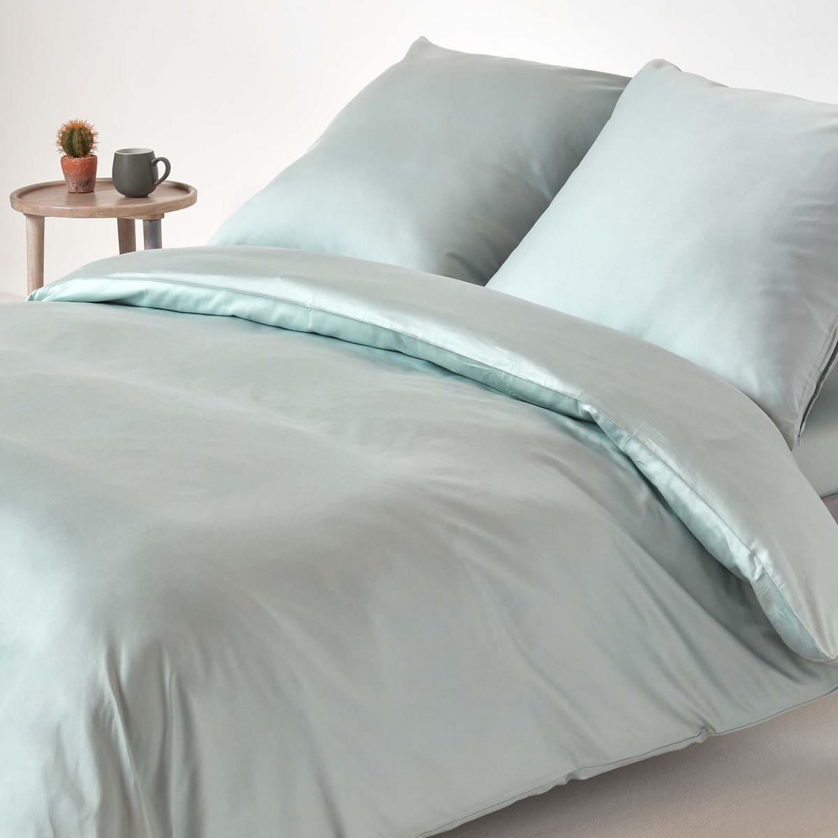 BIO-BETTWÄSCHE Satin Fadendichte 400 - Hellblau, Textil (240/220cm) - Homescapes