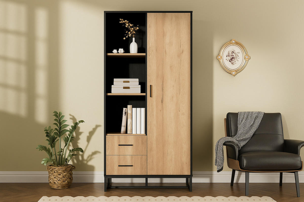 HIGHBOARD Holzoberfläche mit offenen Regalen, geräumiger Stauraum - Weiß, Holzwerkstoff (80/180/40cm) - Urban Meuble