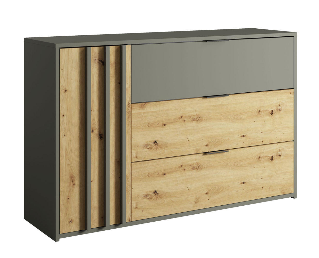 KOMMODE Rodgau graphit / Eiche Artisan 125 / 36,5 / 79cm - Eichefarben/Graphitfarben, Holzwerkstoff/Kunststoff (125/79/36.5cm) - Feldmann-Wohnen
