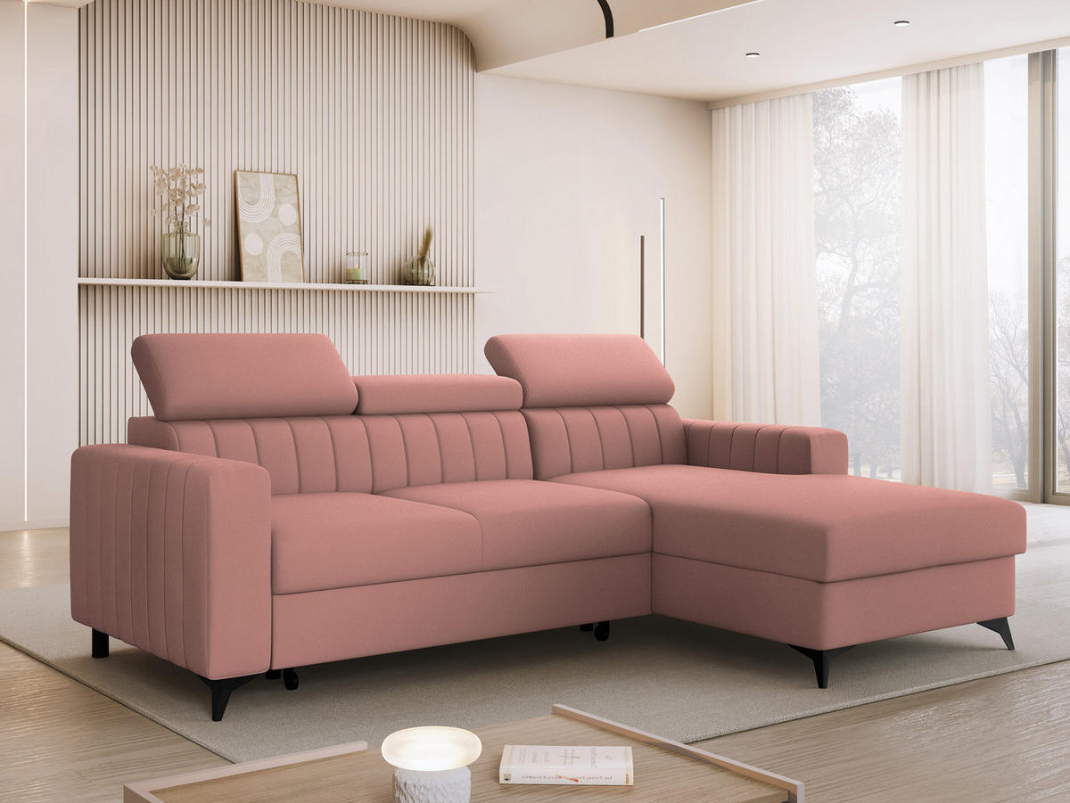 COLTAR Milano, Dreapta 2R+LC - roz/negru, material textil/lemn (172/236cm) - MIRJAN24