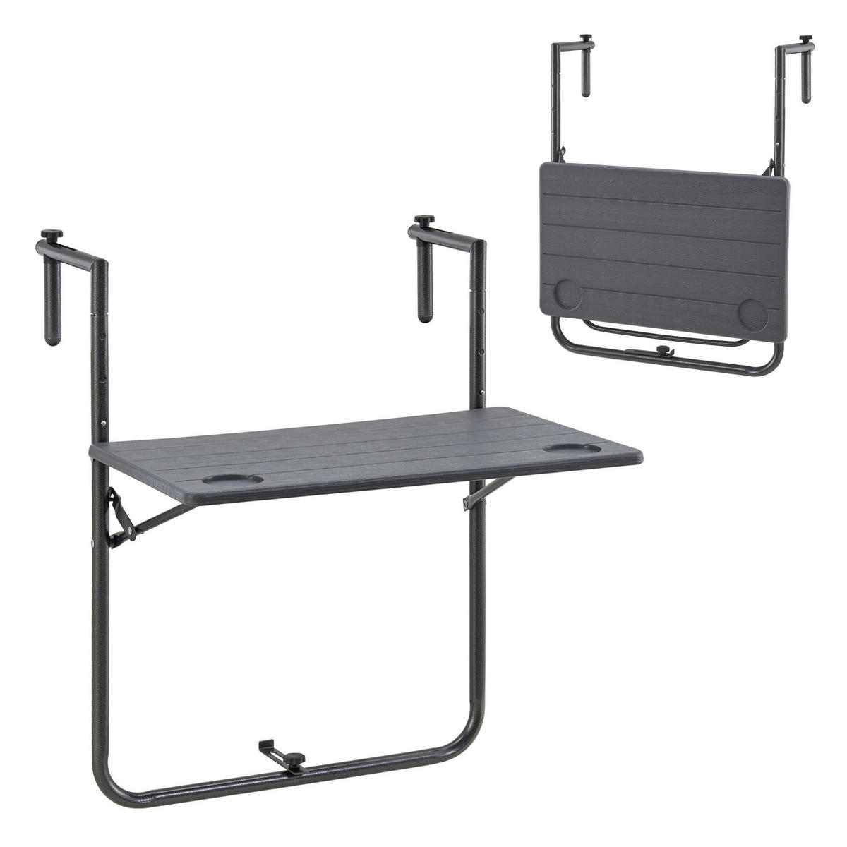 BALKONHÄNGETISCH Badolato - Dunkelgrau, Metall (60/60/83.5cm) - [en.casa]