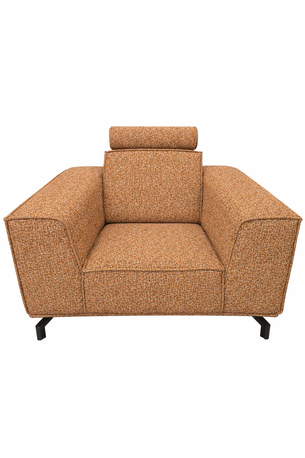 POLSTERSESSEL Selena - Kupfer, Verstellbare Kopfstützen und Metall Füßen - Schwarz/Kupferfarben, Kunststoff/Textil (109/90/95cm) - KS Home Concept