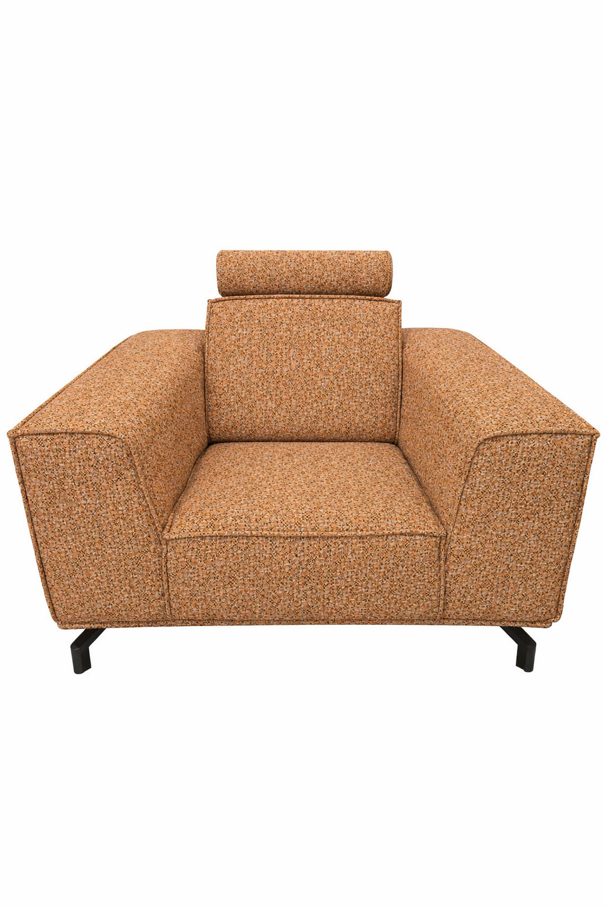 POLSTERSESSEL Selena - Kupfer, Verstellbare Kopfstützen und Metall Füßen - Schwarz/Kupferfarben, Kunststoff/Textil (109/90/95cm) - KS Home Concept