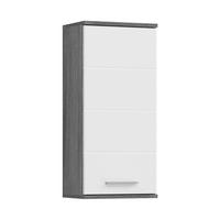 HÄNGESCHRANK Blake Bad in Rauchsilber Nachbildung und weiß hochglanz B/H/T: 35x77x25 cm - Silberfarben, Holz (35/77/25cm)