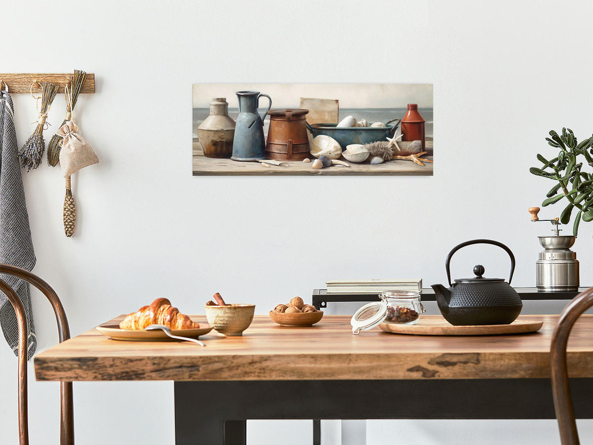 GLASBILD 80x30 cm Küche Vintage maritim - Beige, Glas (80/30cm) - artissimo