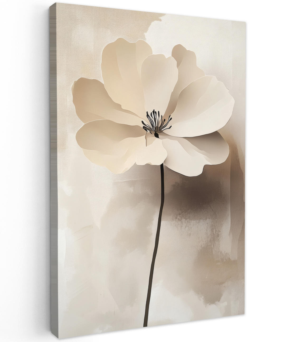 LEINWANDBILD Blume - Beige - Farbe - Schatten 90x140 cm - Creme, Textil (90/140cm) - MuchoWow