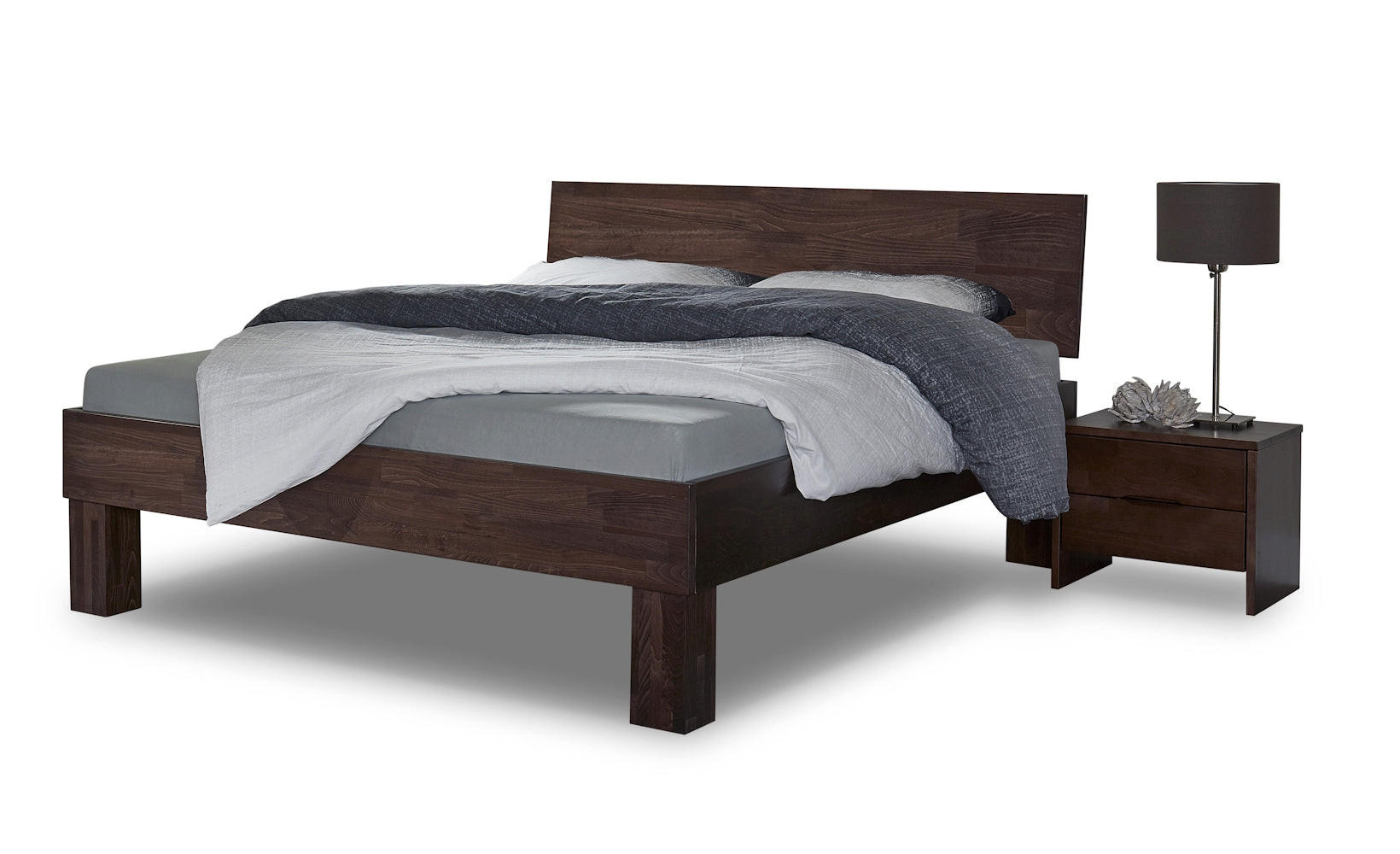MASSIVHOLZBETT Basic 01 / 140 X 200 cm / buche-wenge-lackiert - Wengefarben, Holz (140/200cm) - BED BOX