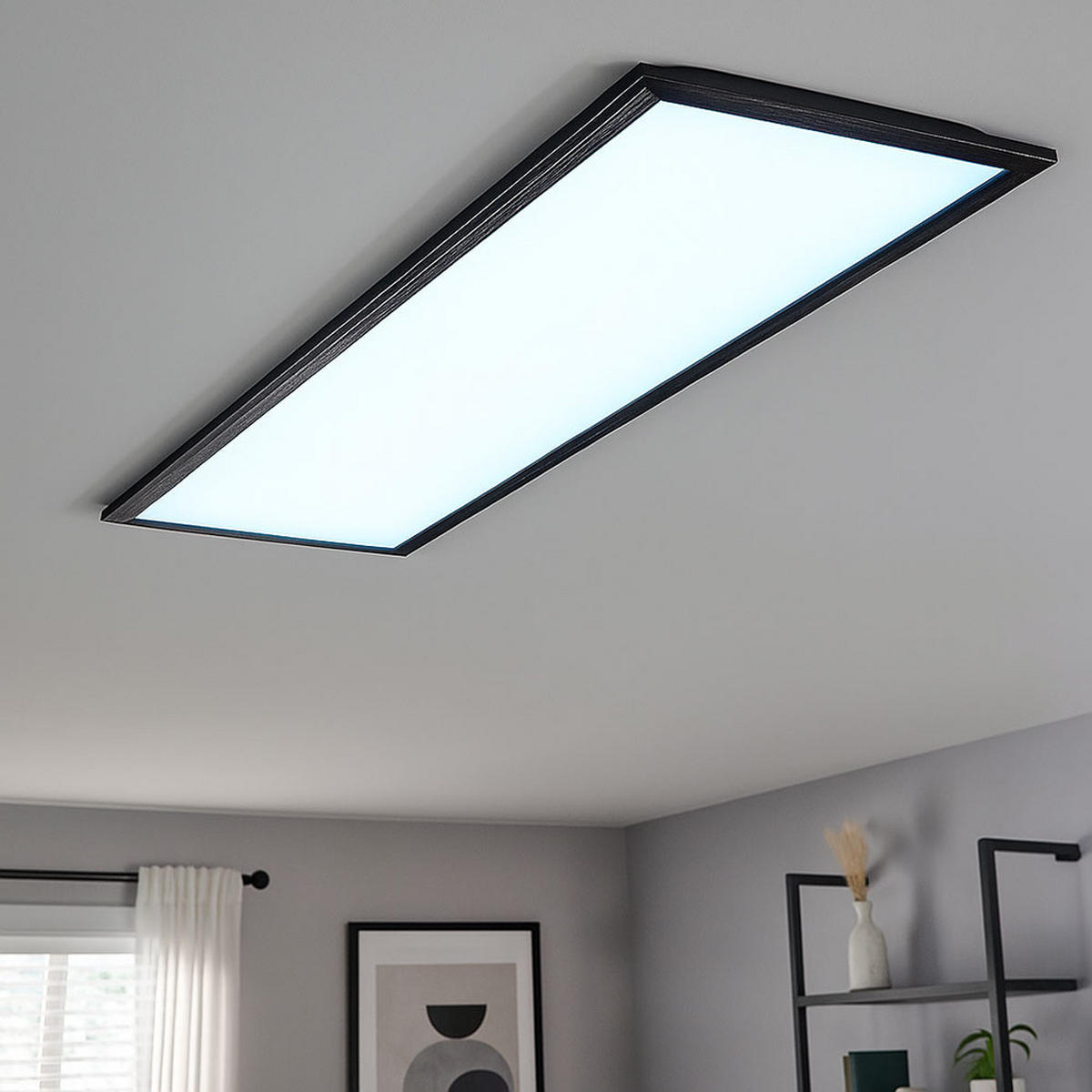 LED AUFBAU PANEL Schwarz - Schwarz, Metall (100/25/8cm) - Briloner