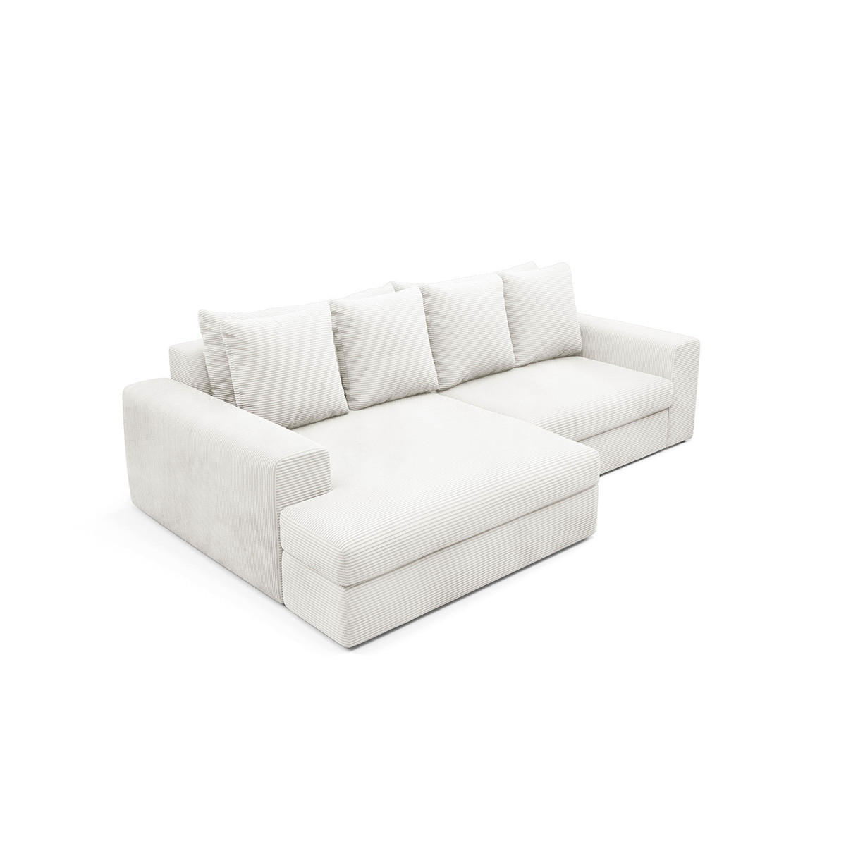 ECKSOFA Paola 3 Sitzplätze Cremefarben - Weiß, Holz (272/167cm) - Petits-meubles