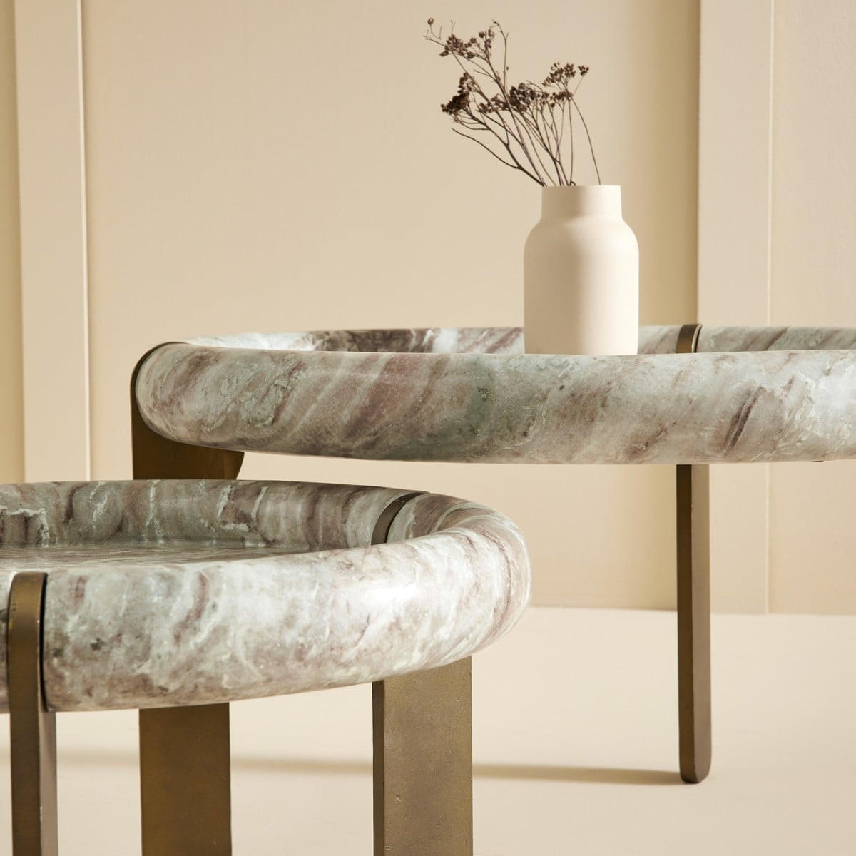 COUCHTISCH KLEIN marmor metall 60/60/40 cm - Beige, Naturmaterialien (15/60/40cm) - Signature