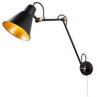 WANDLEUCHTE Stahl Schwarz Gold - Schwarz, Metall (14/70/77cm) - SearchLight