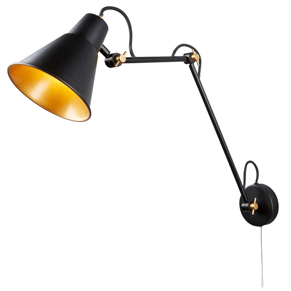 WANDLEUCHTE Stahl Schwarz Gold - Schwarz, Metall (14/70/77cm) - SearchLight