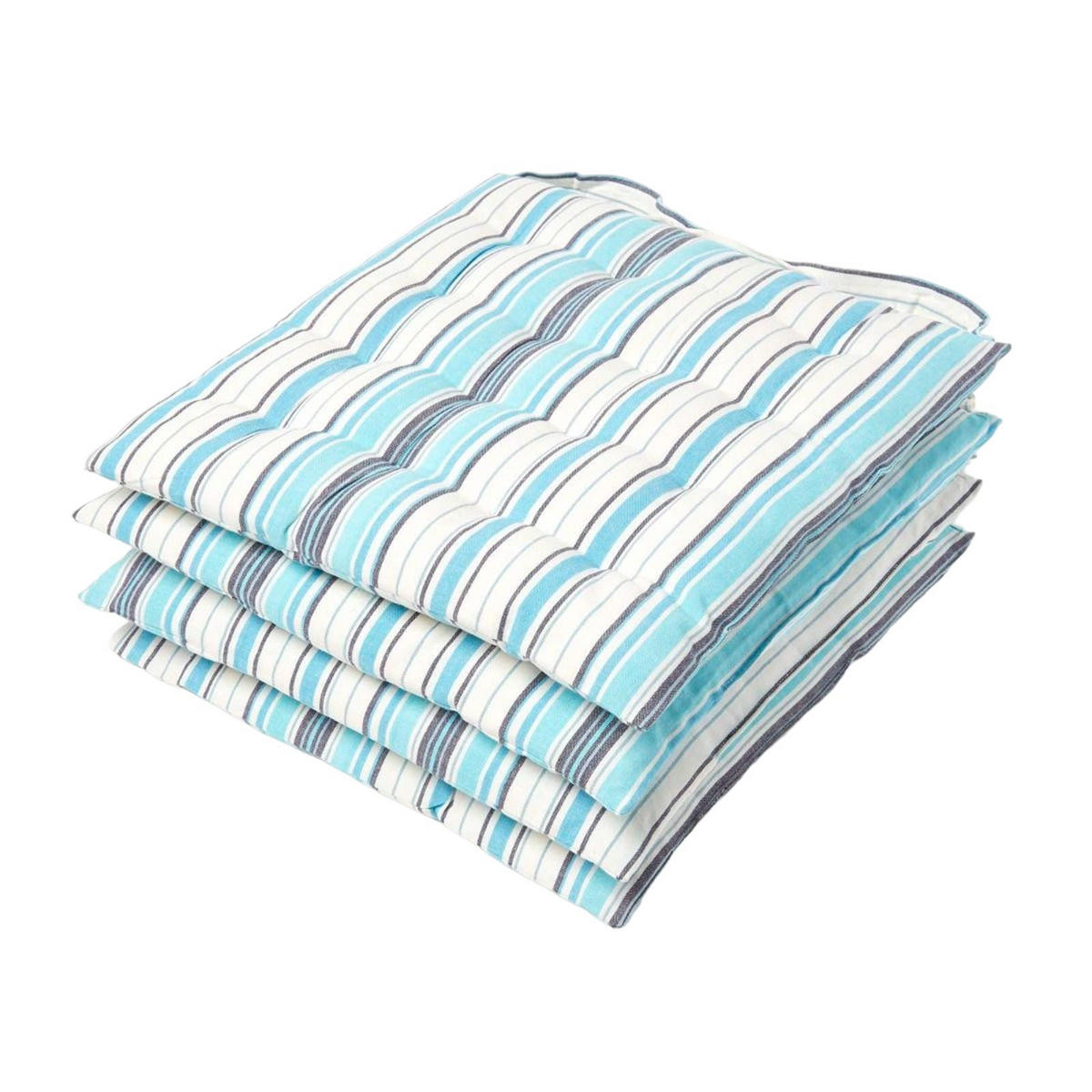 STUHLKISSEN 4er-Set, New England gestreift 40/40/5 cm - Blau, Textil (40/40/5cm) - Homescapes