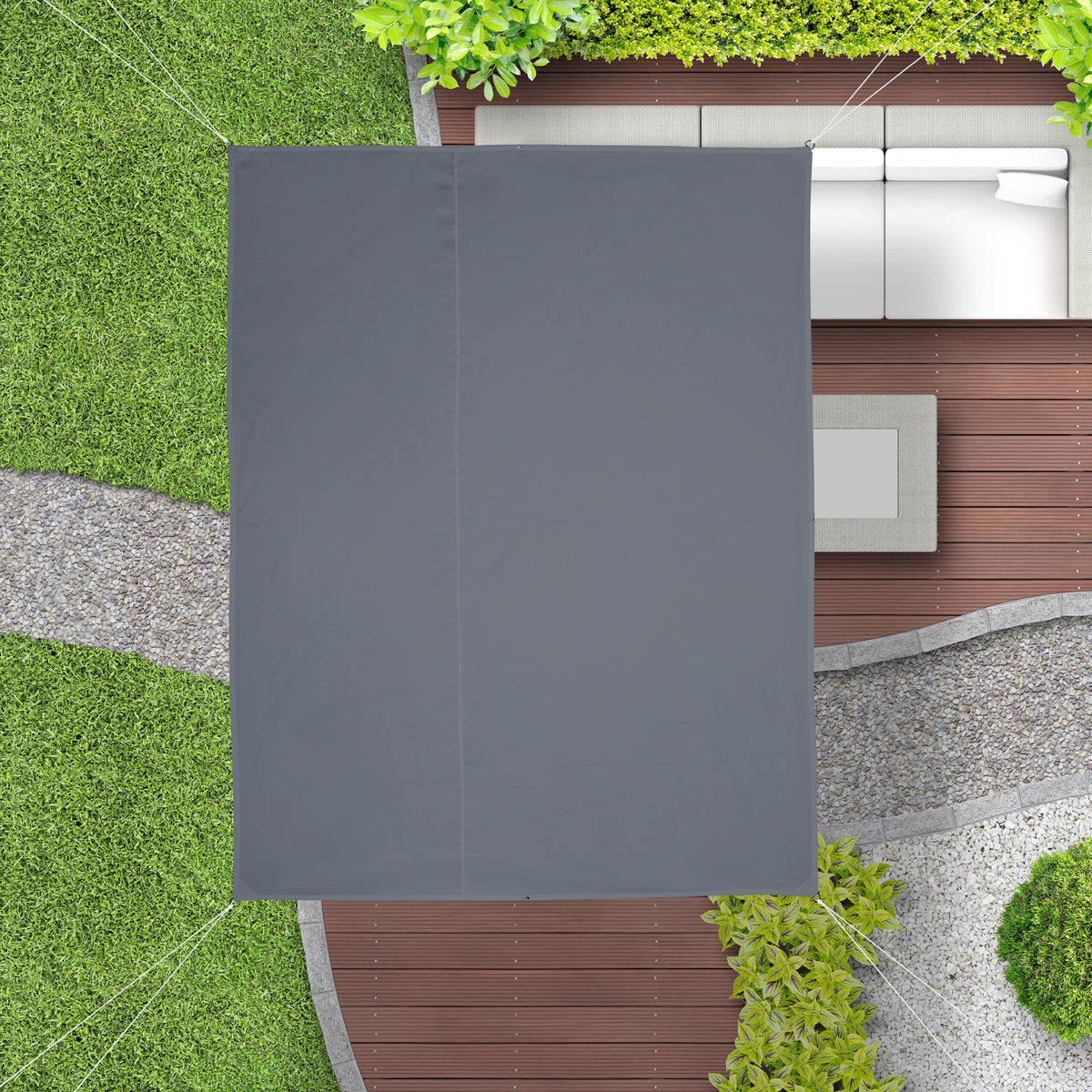 SONNENSEGEL - Grau, Textil/Metall (450/350cm) - Relaxdays