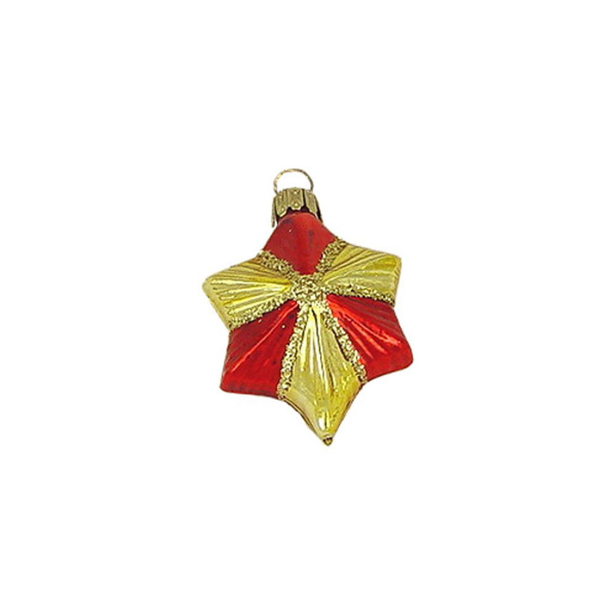 CHRISTBAUMSCHMUCK Kleiner Stern gold & rot 7 cm - Multicolor, Metall (0.1/7/0.1cm)