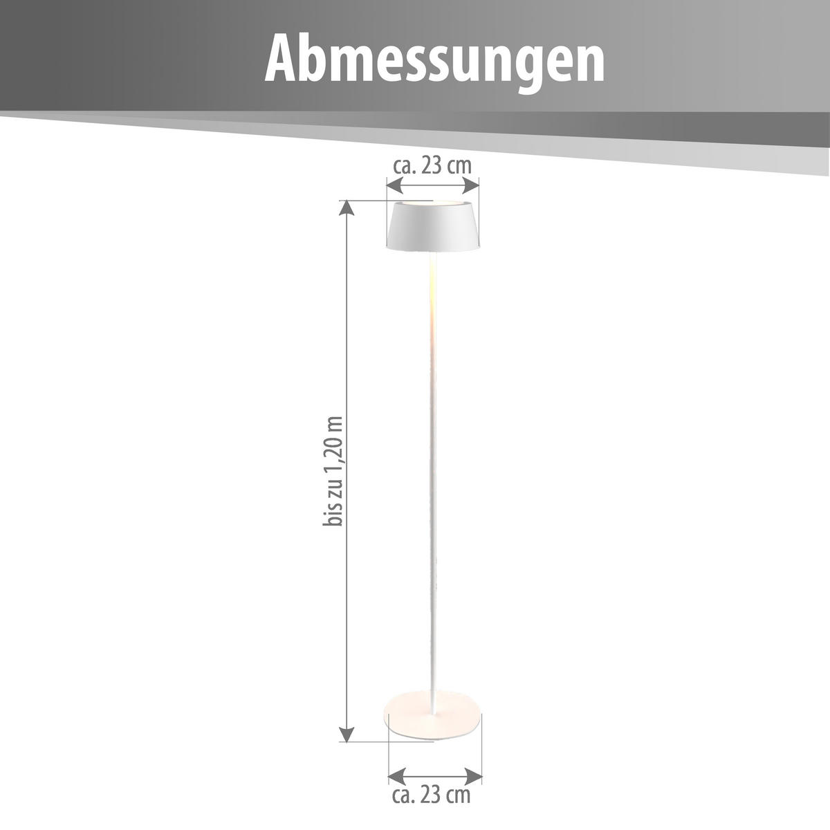 LED-STEHLEUCHTE 23cm Höhe bis zu 120cm Metall weiß - Weiß, Metall (23/23/120cm) - Northpoint