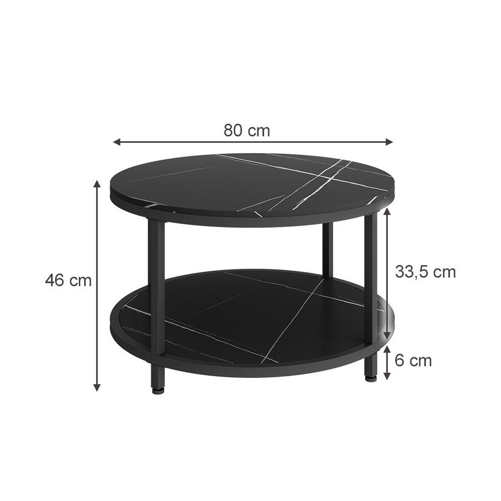 Thumbnail - Vicco Couchtisch, Schwarz, Holzwerkstoff, 2 Fächer, Rechteckig,Rechteckig, 80x46x80 cm, Wohnzimmer, Wohnzimmertische, Co...
