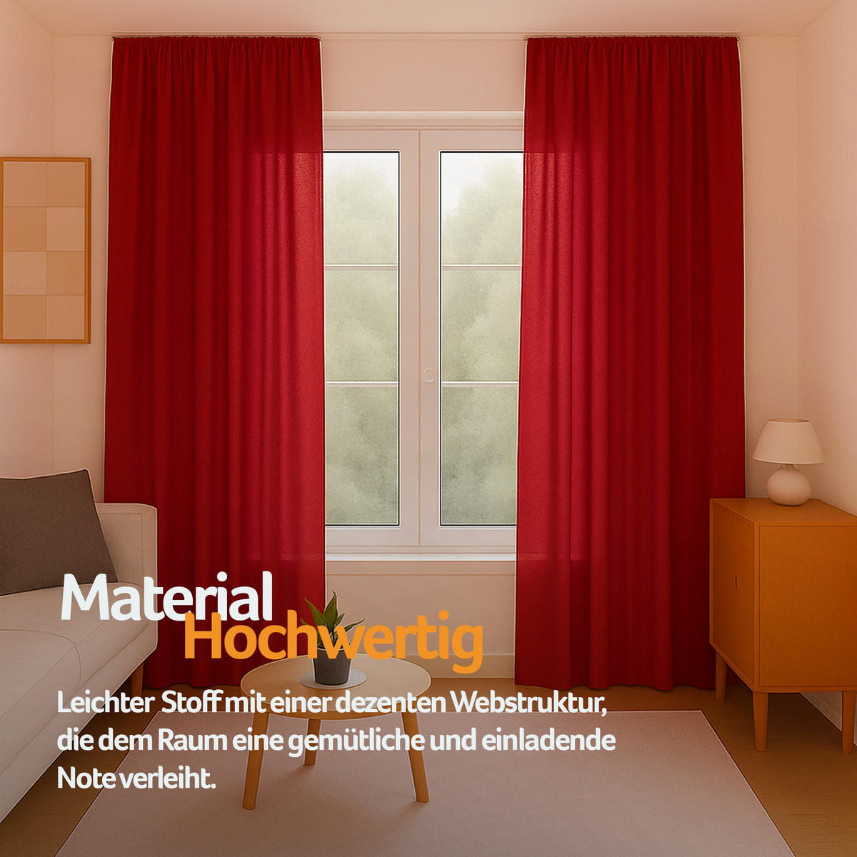 GARDINE Universalband "blickdicht" 2er Pack Rot 140x245 cm - Rot, Textil (140/245cm) - Bestlivings