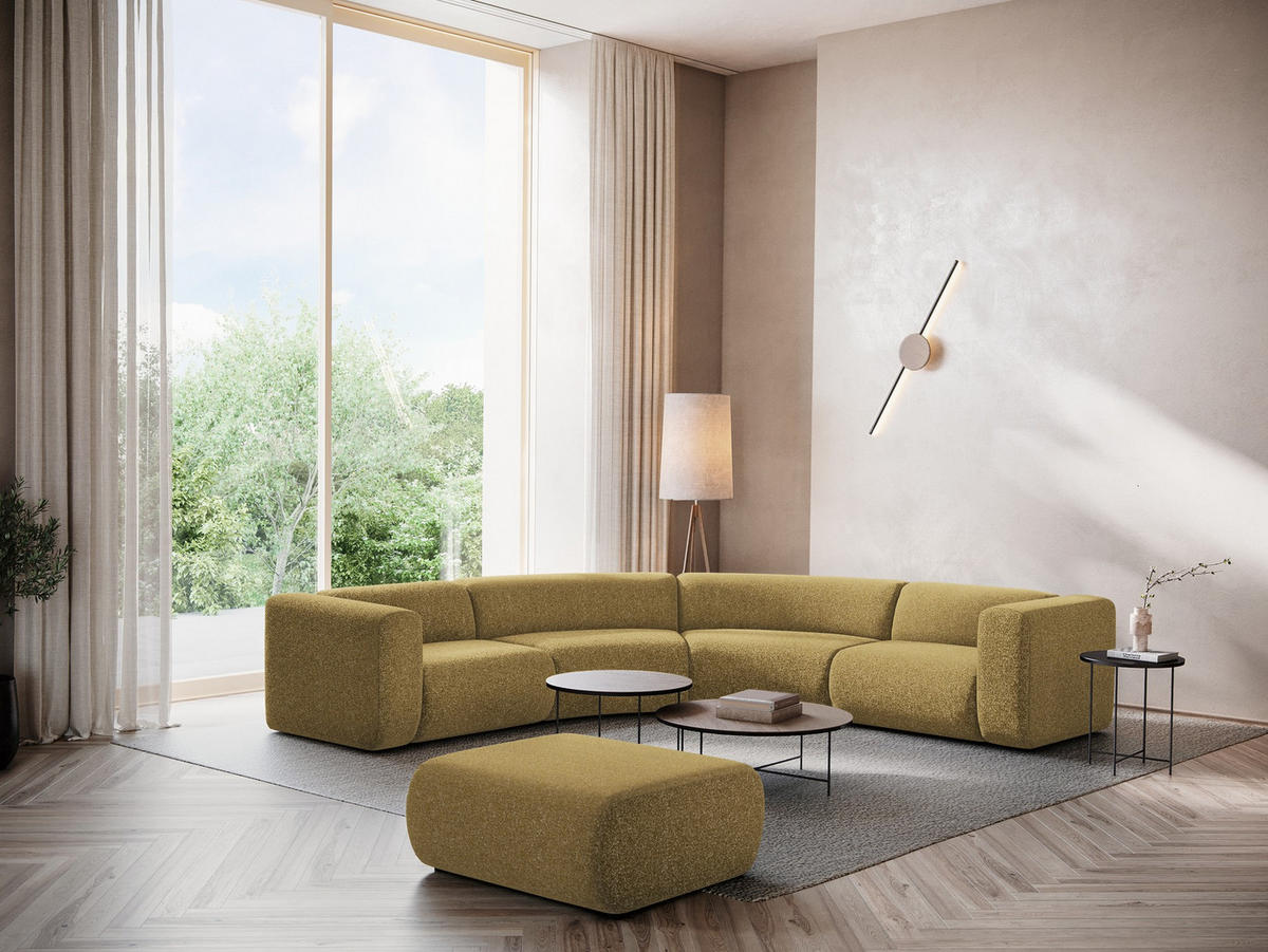 ECKSOFA Strukturstoff Stoff Gelb - Currygelb/Gelb, Kunststoff/Textil (318/318cm) - Makamii