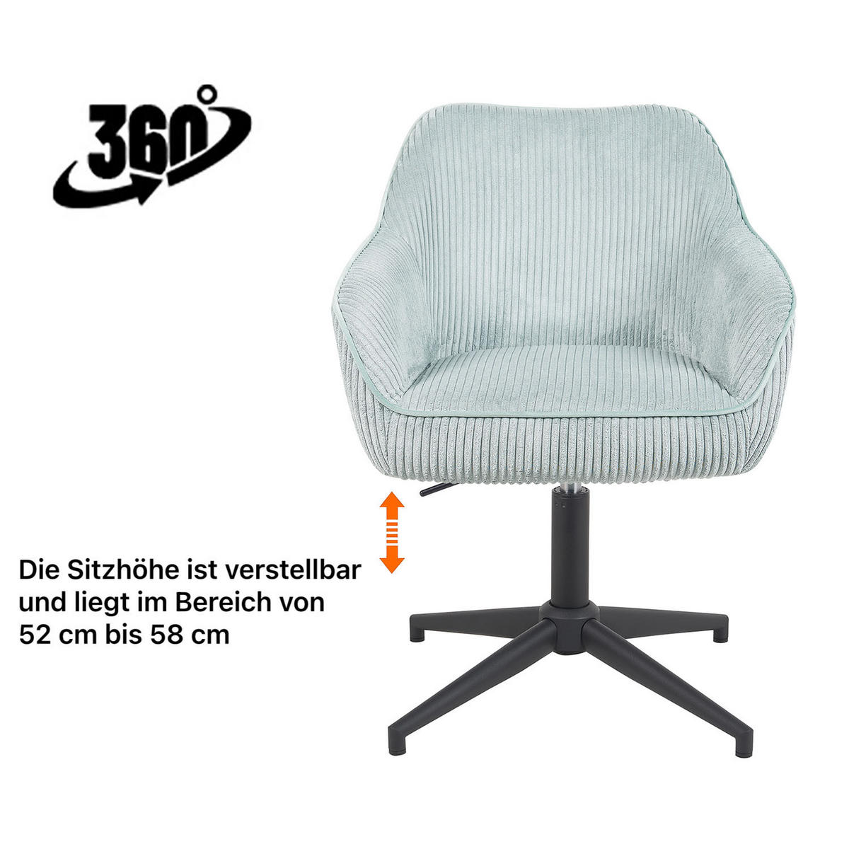 BÜROSTUHL Mika-Caro - Schwarz/Hellblau, Textil/Metall (60/79/61cm) - DUBI Möbel