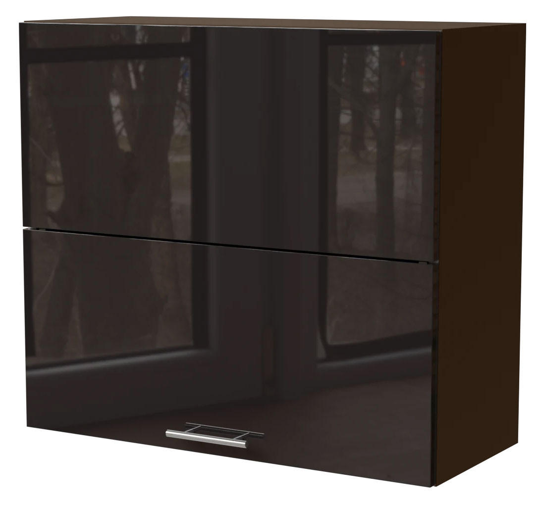 KÜCHENHÄNGESCHRANK Essen W8B/80-AV Schwarz Hochglanz / Lava Matt 80 / 32,5 / 72cm - Schwarz Hochglanz/Dunkelgrau, Holz/Holzwerkstoff (80/72/32.5cm) - Feldmann-Wohnen